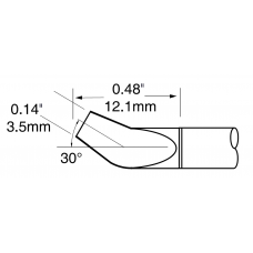 Картриджи-наконечники для CV/MX-PTZ, шпатель изогнутый 30°, 3.2х12.1мм (комплект) (замена PTTC-608B)