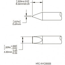 Картридж-наконечник для СV/MX-HTD, клин с выемкой, 5.3х8.3мм (замена HTC-8VC0053S)