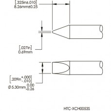 Картридж-наконечник для СV/MX-HTD, клин, 5.3х8.3мм (замена HTC-8CH0053S)